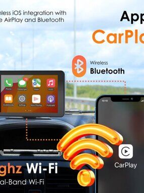 REXING 7” CarPlay Android Auto Touchscreen – 4K Dash Cam, GPS & Bluetooth Receiv